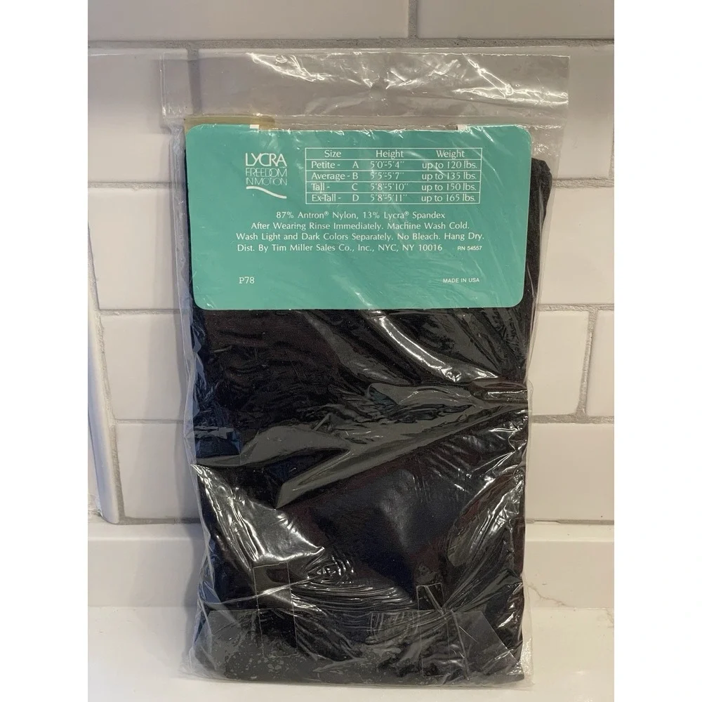 Vintage Giselle High Gloss Footless Tights Women Size D Black Dance New 1980s